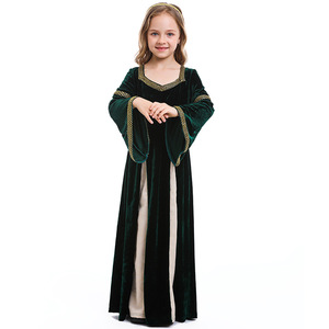 New Renaissance Retro Medieval Girls Dress <strong>Song</strong> and <strong>Dance</strong> Drama Stage Princess Costume Court Trumpet Sleeve <strong>Long</strong> Witch Dress