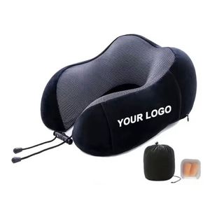 Oreiller de voyage ergonomique en mousse à mémoire de forme à rebond lent, personnalisable, respirant et doux pour le soutien du cou - Product Image 1