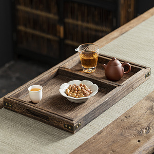 Plateau de service en bois avec motif en treillis pour les collations, les plateaux de thé, usage résidentiel - Product Image 3