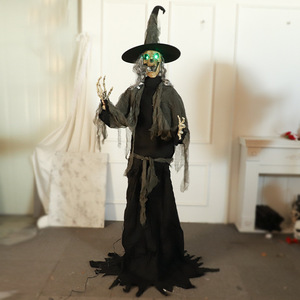 Decorazione Animata Elettrica a Induzione Meccanica per Halloween: Grande Strega Oscillante, Fantasma Luminoso, Scheletro Ornamentale in Piedi - Product Image 1