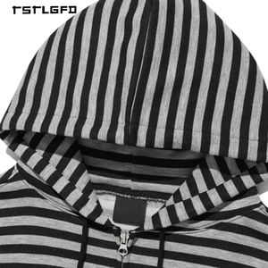 Sudadera con capucha vintage con cremallera y estampado de estrellas con rayas horizontales estilo Y2K, corte regular para hombre, estilo casual urbano de invierno, pedido al por mayor - Product Image 2