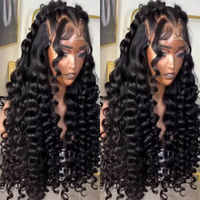 Perruques Lace Front Ondulées Cheveux Humains HD Transparentes Sans Colle Pré-Pluckées avec Baby Hair Ligne de Cheveux Naturelle 13x4 pour Femmes Noires Soyeuses