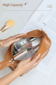 Sac de maquillage pour femme en cuir PU personnalisé, multifonctionnel, imperméable, avec fermeture éclair, Peachloft, grande capacité, mini sac de voyage - Product Image 5