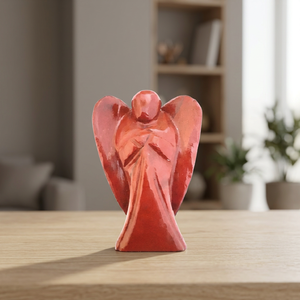 Figura de Ángel Tallada a Mano en Piedra Preciosa, Ágata Roja Natural, Decoración para el Hogar, Forma Libre - Product Image 3