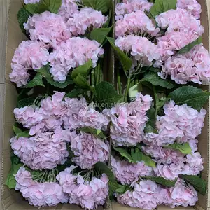 L-478 High quality single flower real touch latex hydrangeas artificial light pink hydrangea for wedding decoration
