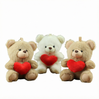 KM Kawaii Mignon Petit Ours en Peluche Tenant un Cœur, Porte-clés Lumineux, Vente en Gros pour Halloween, Mini Animal en Peluche, Breloque de Sac et de Porte-monnaie