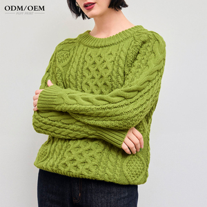Pulls en tricot à manches longues personnalisés pour femmes, pulls d'hiver au crochet, pulls pour femmes âgées, fournisseurs de pulls d'automne pour femmes - Product Image 1