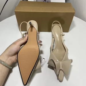 Sandali Estivi Sexy 2025 da <span class=keywords><strong>Donna</strong></span> con Tacco Alto a Punta, Fiocco e Scollatura Bassa, Modello Slip-On con Chiusura Alta per Esterni - Product Image 2