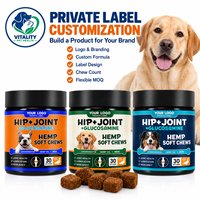 Complément alimentaire pour chiens sous marque privée, sous forme de bouchées molles, avec glucosamine, chondroïtine et chanvre pour la mobilité quotidienne et le soutien articulaire