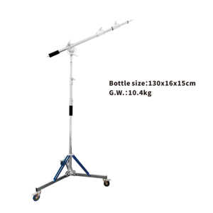Trépied de studio robuste en acier inoxydable de 330 cm avec bras articulé réglable à distance et roues, capacité de charge de 20 kg - Product Image 2