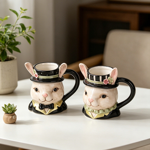 Tazza in Ceramica 3D Redeco Coniglio Bianco Fantasioso di Alice nel Paese delle Meraviglie, Simpatica Tazza da Tè e Caffè, Regalo Personalizzabile con Logo, Vendita all'Ingrosso - Product Image 2