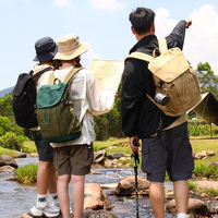 Sac à dos en toile résistant à l'eau unisexe Grand sac à dos de randonnée multi-poches motif géométrique (vert montagne) pour les couples