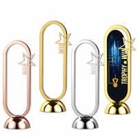 Trophée d'art métallique personnalisé avec accent étoile, plaqué or, argent, or rose, cadeau de récompense personnalisé pour champion, vente en gros