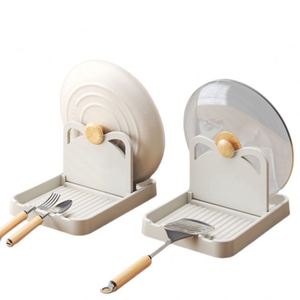 Égouttoir multifonctionnel pour couvercles de casseroles, support de rangement en plastique, égouttoir à planche à découper rectangulaire pour comptoir de cuisine - Product Image 5
