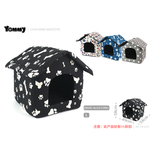 บ้านสัตว์เลี้ยงโยมมี่ รุ่น L ขนาด 54x58x49 ซม. บ้านผ้าเนื้อนุ่มสำหรับสุนัขและแมว ลายพิมพ์อุ้งเท้า สำหรับสัตว์เลี้ยงขนาดเล็ก - Product Image 1