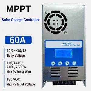 منظم الطاقة الشمسية MPPT 12V/24V 36V 48V 60A الشمسية جهاز التحكم في الشحن