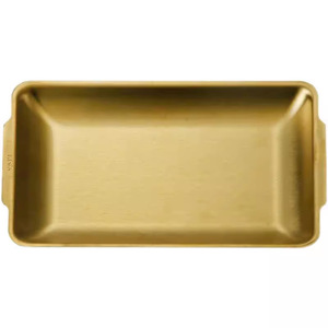 Plateau rectangulaire style coréen en acier inoxydable 304 plaqué or pour usage hôtelier - Product Image 3