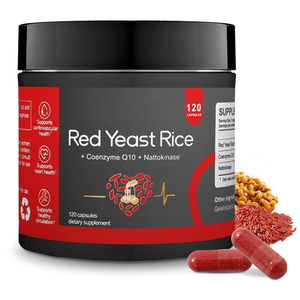 Cápsulas de Arroz de Levadura Roja con Coenzima Q10 y Nattokinasa, 120 Unidades, Suplemento Dietético para la Salud del Corazón y Vascular - Product Image 1