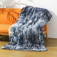 Couverture de luxe en fausse fourrure de lapin duveteux, taille King, Super doux