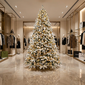 <span class=keywords><strong>Sapin</strong></span> de Noël en PE floqué épais de 2,3 m pré-éclairé, lumières LED intégrées, installation facile sur pied, <span class=keywords><strong>prix</strong></span> d'usine de gros pour l'exportation - Product Image 1