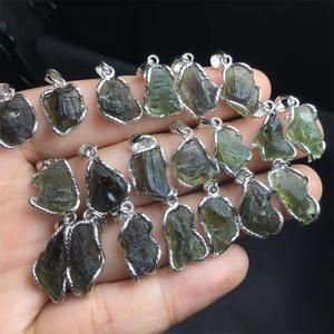 Natural High Quality Healing Czech <strong>Moldavite</strong> Gemstone Crystal Pendant 925 Sliver Crystal <strong>Necklace</strong> for Decorations Craft Gift - Product Image 2