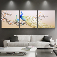 Pinsen — décoration murale en résine 3d, motif paon, nouveau Design 100% à la main, peinture artistique murale, pour maison et hôtel