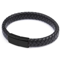 Bracelet en Cuir Véritable et Microfibre avec Gravure de Logo, en Acier Inoxydable, Fermoir Magnétique, Bijoux Personnalisés pour Homme, Vente en Gros