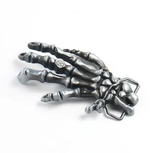 Fashionable and delicate punk metal alloy stainless steel skeleton ghost hand belt buckle