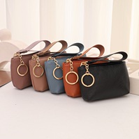 Dompet Koin Kulit PU Grosir Cetak Logo Kustom, Dompet Kartu Kecil, Penutup Ritsleting, Tas Genggam Mini dengan Tali, Tas Vintage untuk Penggunaan Sehari-hari