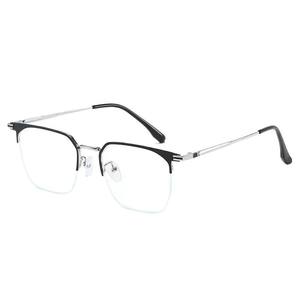 Gafas ultraligeras con montura cuadrada y medio aro para hombre, lentes ópticas para miopía, lentes de PC negras, puente nasal estándar, 31275 - Product Image 1