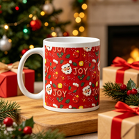 Lots de tasses à café en céramique hautes et festives sur le thème de Noël personnalisé pour l'achat commercial B2B auprès de fournisseurs