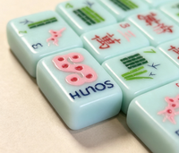 Set Mahjong Amerika Edisi Khusus Lipat Modern dengan Cetakan Turquoise dan Ubin Mahjong Amerika Akrilik Berukir Mewah
