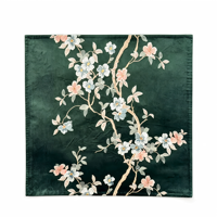 Tapis de mahjong KEYE moderne de luxe en velours vert émeraude avec broderie florale pour les fêtes à domicile et les jeux décontractés