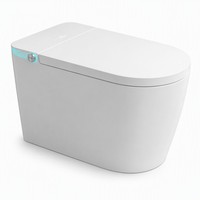 WC intelligent allongé à poser au sol, sans bride, en céramique, avec bidet intégré, réservoir encastré, siège chauffant, chasse d'eau automatique et télécommande
