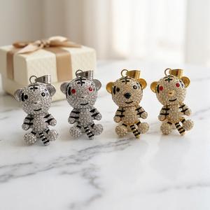 Colgante de Lujo Icedout Hip Hop de Plata 925 Bañado en Oro con Moissanita y Engaste de Garra, Diseño de Oso Teddy, Joyería Bling para Fiesta - Product Image 3