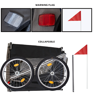 Remorque de vélo pour bébé jumeau 2 en 1, pliable, utilitaire, pour courses et rangement, en acier inoxydable, pour chien et chat - Product Image 5