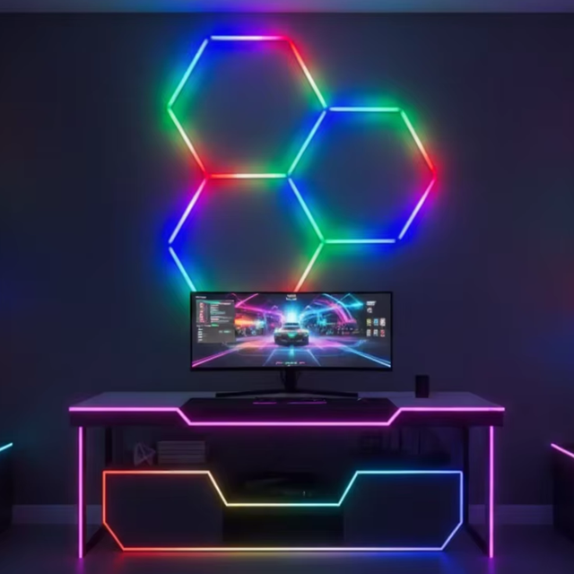 Supermarket Lighting Diy Decorative Led Rgb Hexagon Lights Panel Garage