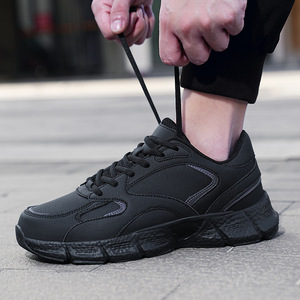 Nuove scarpe basse grandi taglie grandi 48 leggere in pelle nera per gli uomini zapatos de hombre casual stile da passeggio - Product Image 4