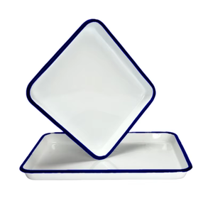 Bandeja Rectangular Degao con Borde Azul Esmaltado, Resistente a Ácidos y Álcalis, Reutilizable para Uso en Laboratorio, OEM, Garantía de 2 Años, Desinfección - Product Image 6