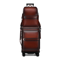 Bagage de voyage d'affaires personnalisé avec logo, adapté aux ordinateurs portables de 15 pouces, bagage à main de luxe en cuir véritable de 20 pouces