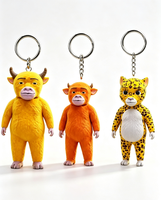 Porte-clés en peluche de vache de dessin animé mignon et adorable (fibre de polyester) – Pendentif en forme de bœuf Niulai – Cadeau idéal ou jouet décoratif