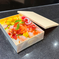 Boîte pliable en bois naturel pour plats à emporter, bento, déjeuner, sushi