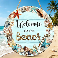 Guirlande de bienvenue pour la plage, décoration murale pour porte d'entrée, design bohème, rond en bois, drôle, pour mariage, anniversaire, Pâques, anniversaire de mariage