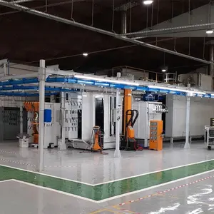 Línea de pulverización de pintura en polvo, producción automática, para perfiles de aluminio