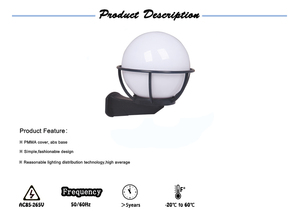 Lustre boule globe acrylique résistant aux UV 200mm clair IP44 économie d'énergie LED certifié CE applique murale d'extérieur - Product Image 4