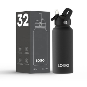 Black and Grey Custom Double Wall Vacuum Insulated Stainless Steel <b>Flask</b> <b>with</b> Handle and Lid and LED Temperature Display - Product Image 1