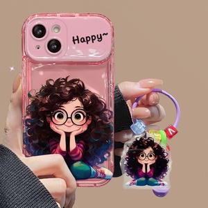 <span class=keywords><strong>Funda</strong></span> de Teléfono con Espejo de Maquillaje y Diseño de Chica de Cabello Rizado de Dibujos Animados de Lujo para <span class=keywords><strong>iPhone</strong></span> 16 15 14 12 <span class=keywords><strong>11</strong></span> Pro Max, <span class=keywords><strong>Funda</strong></span> Protectora Suave a Prueba de Golpes con <span class=keywords><strong>Colgante</strong></span> - Product Image 2