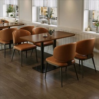 Set di Sedie e Tavolo da Pranzo in Legno per Caffetteria, Poltrona Imbottita Commerciale per il Tempo Libero, Divano a Panca, Arredamento per Banchetti