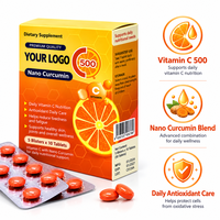 Comprimés de Vitamine C et Curcumine OEM ODM, Acide Ascorbique, Extrait de Curcuma, Complément Alimentaire Quotidien, Marque Privée, Vente en Gros B2B