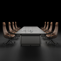 Bureau de direction en bois de luxe, fabrication originale OEM/ODM, avec éclairage LED et panneau MDF de qualité E0